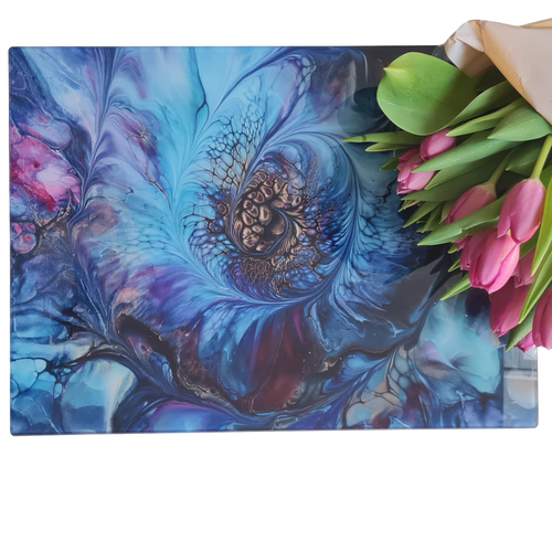 Ammonite Swirl Glass Chopping Board – Rectangular