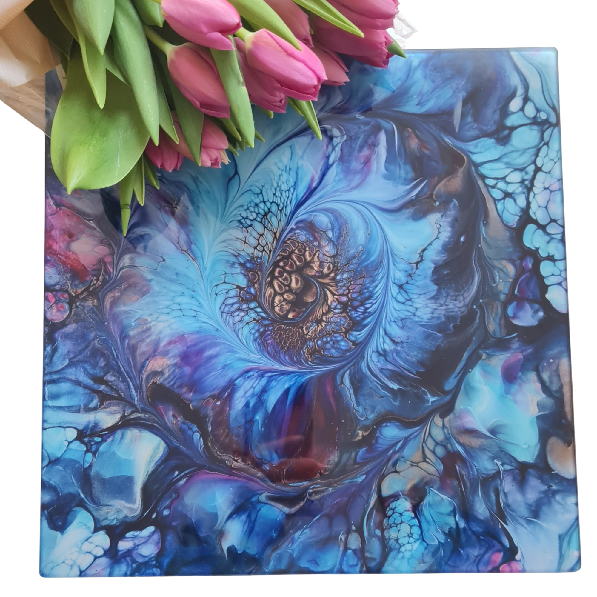 Ammonite Swirl Glass Chopping Board – Square