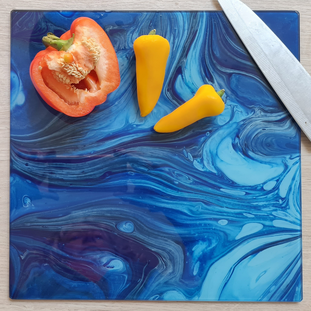 Blue Dali Glass Chopping Board – Square