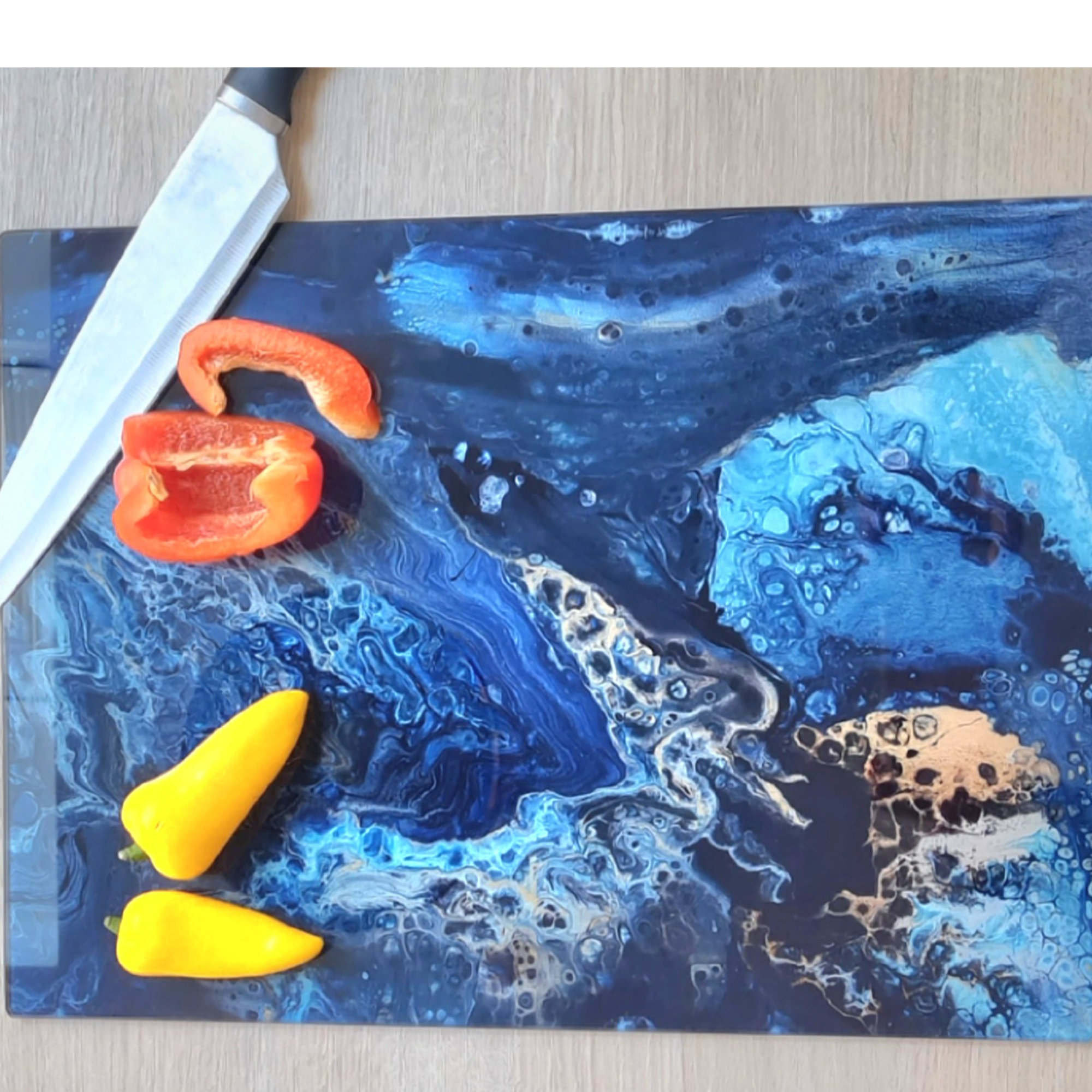 Coastal Waters Glass Chopping Board – Rectangular