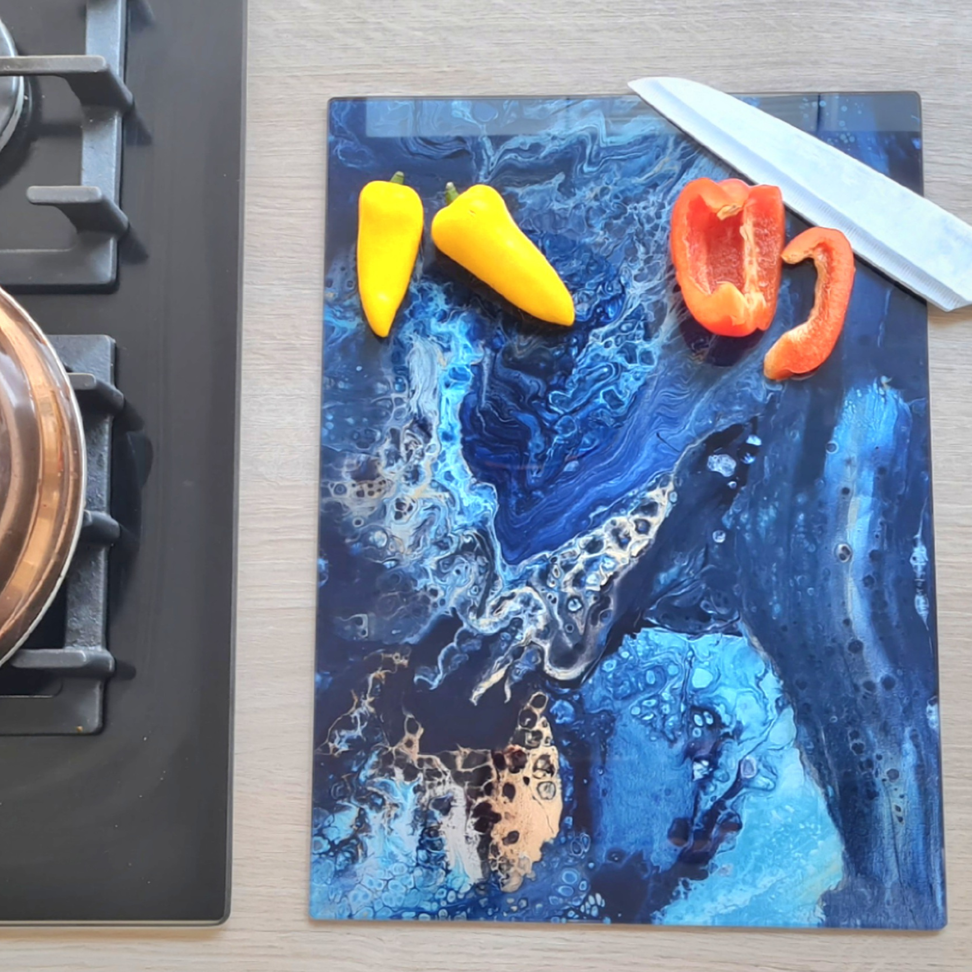 Coastal Waters Glass Chopping Board – Rectangular