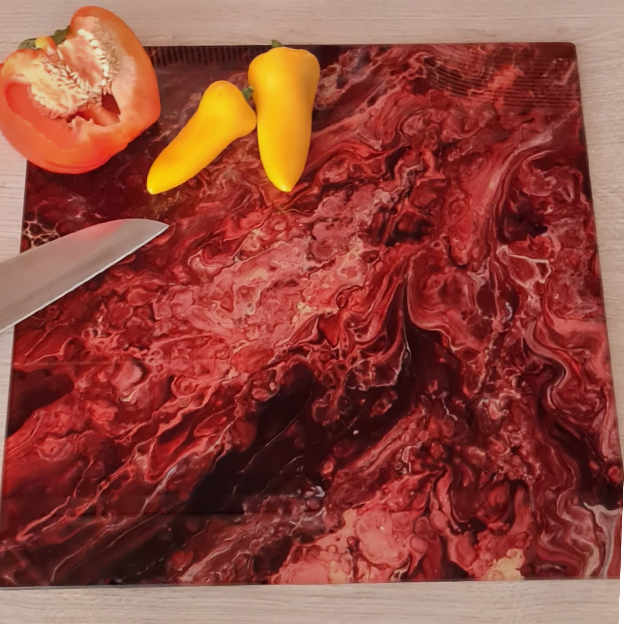 Dragon’s Fire Classic Glass Chopping Board – Square