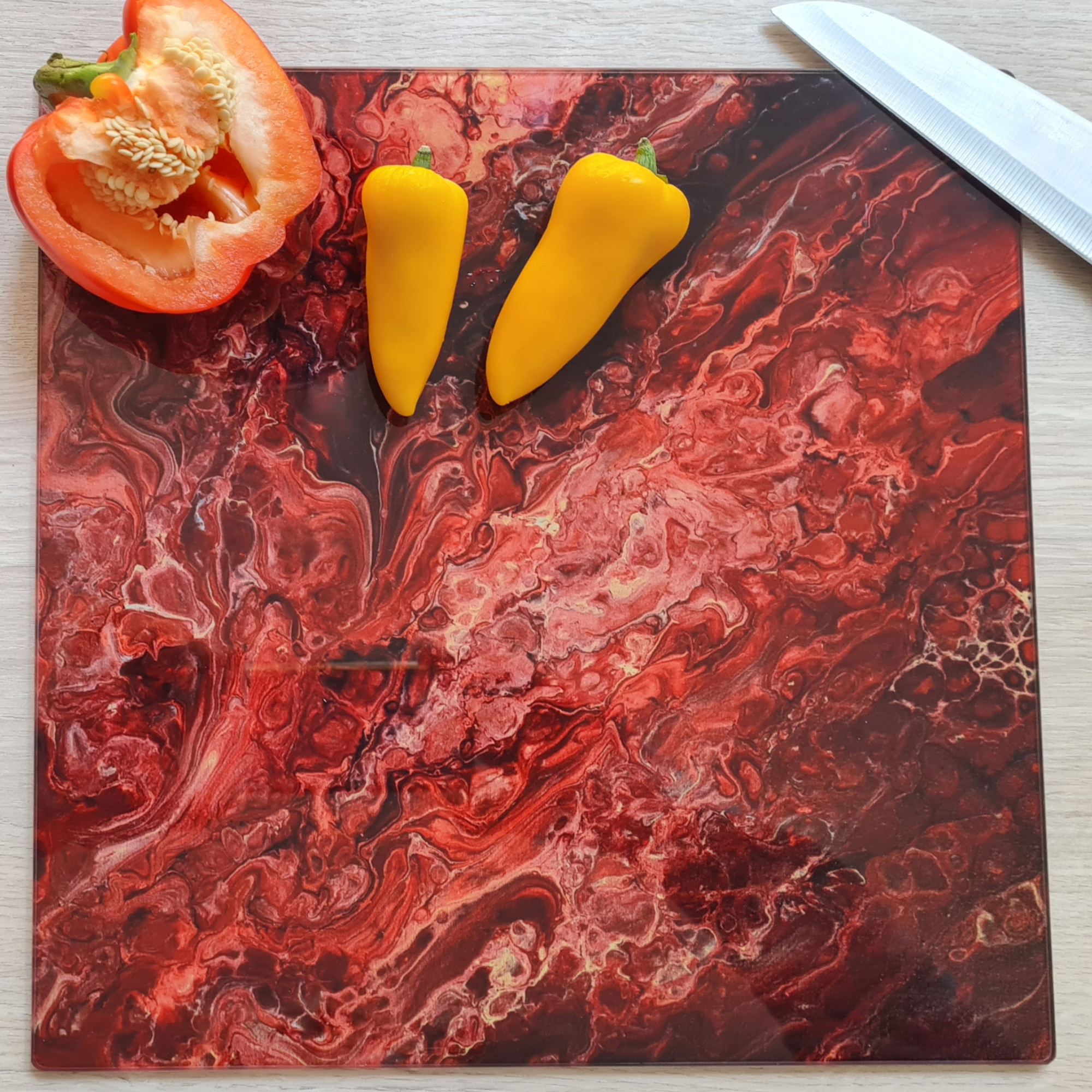 Dragon’s Fire Classic Glass Chopping Board – Square