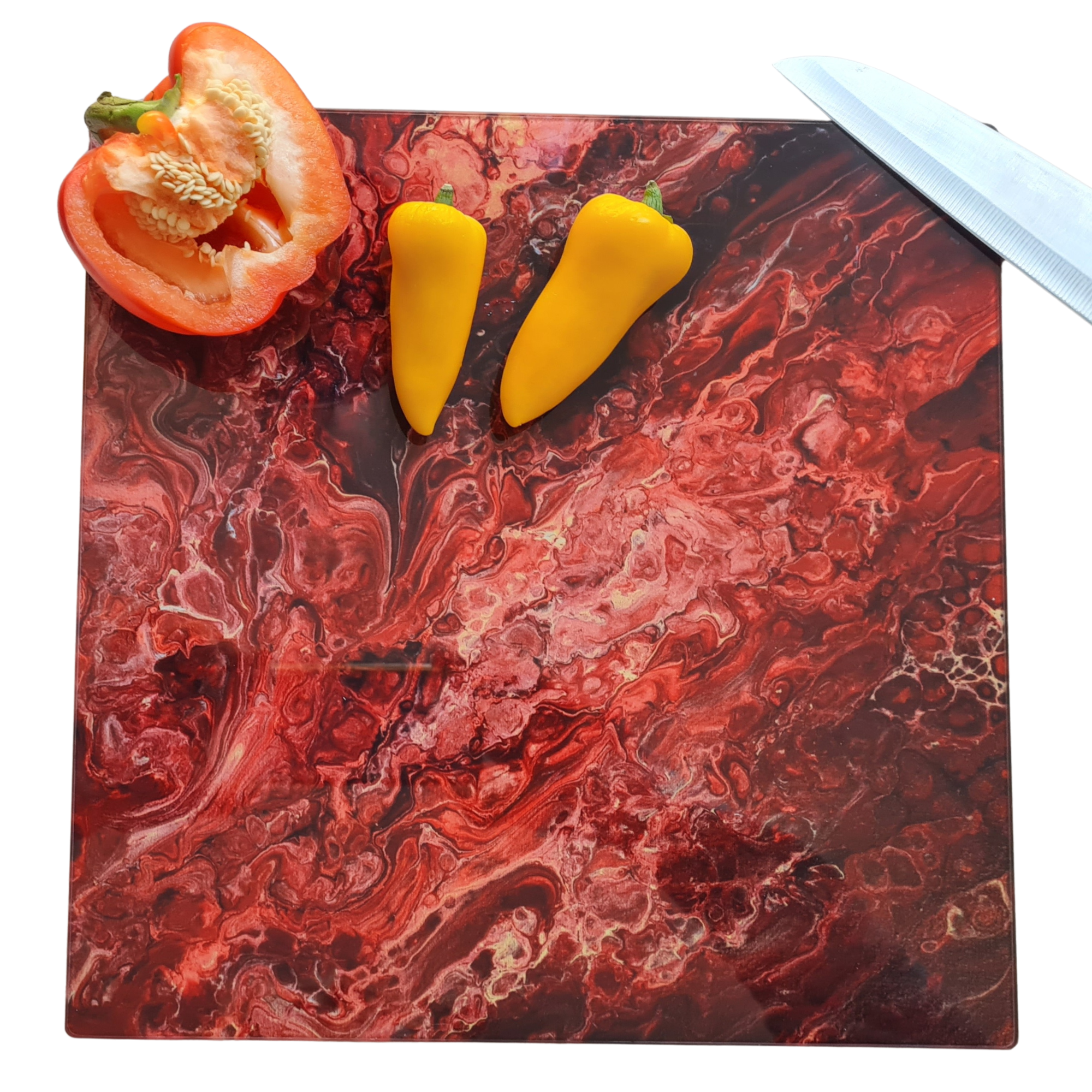Dragon’s Fire Classic Glass Chopping Board – Square