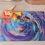 Rainbow Swirl Glass Chopping Board – Square