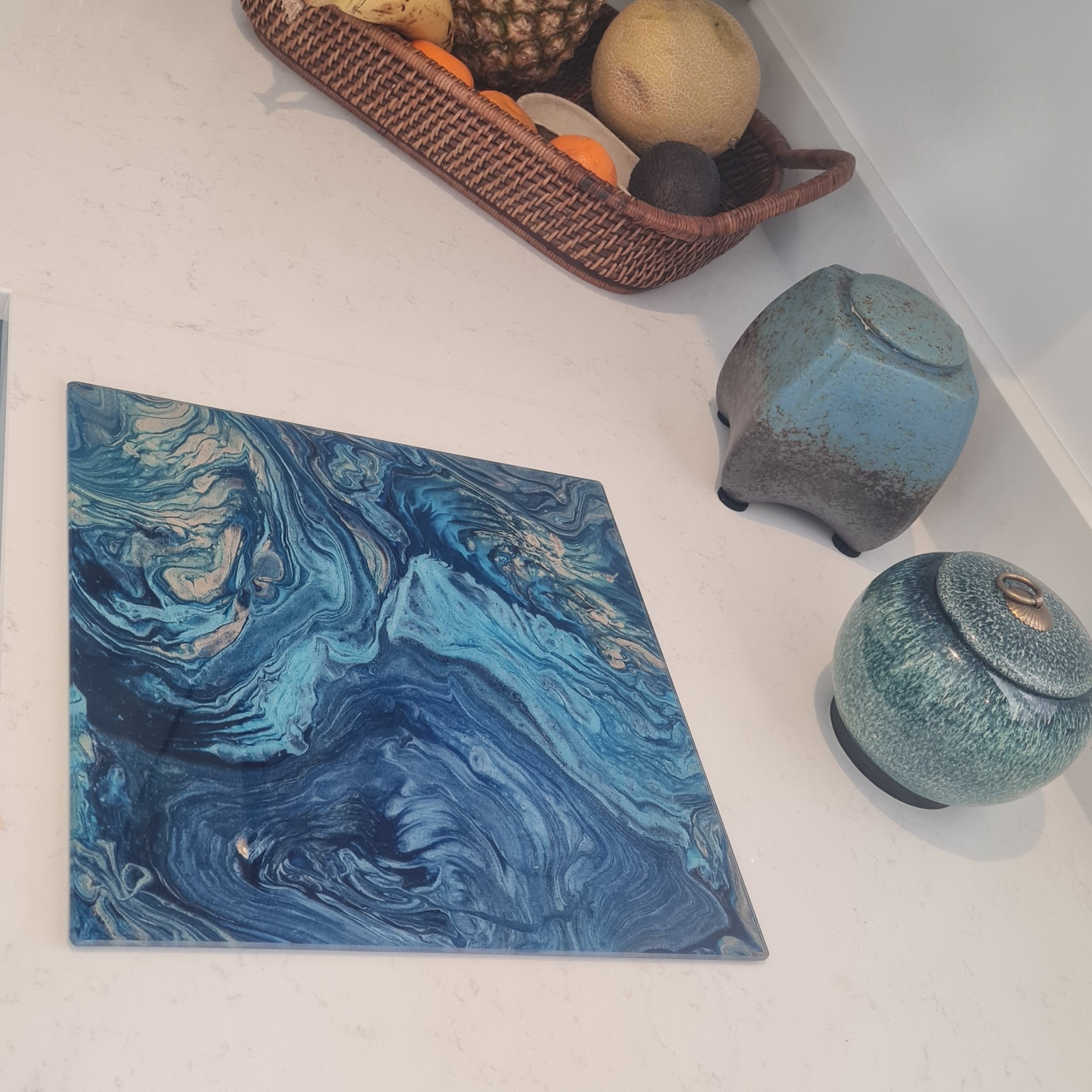 Seashore Glass Chopping Board – Square