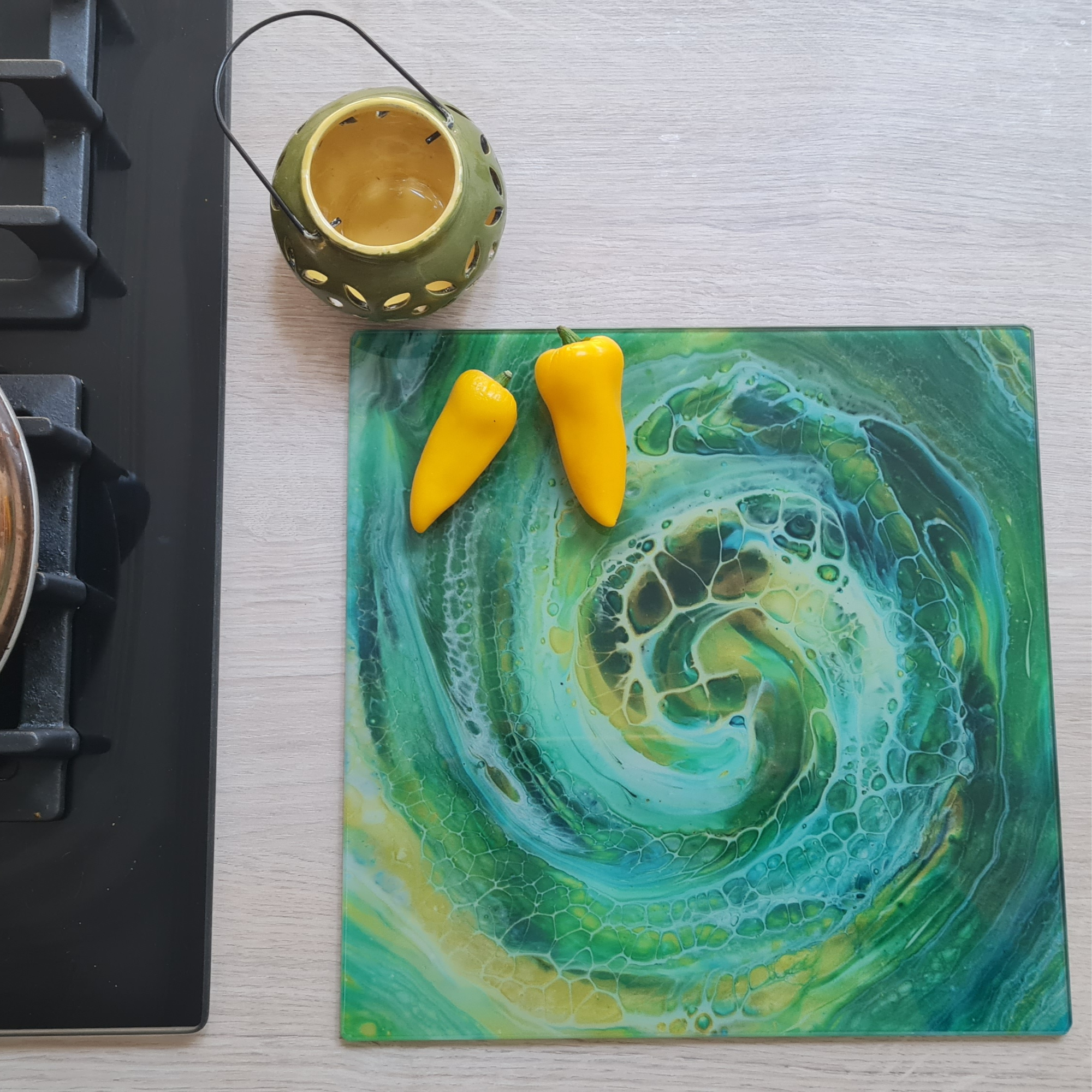 Woodland Whirl Glass Chopping Board – Square