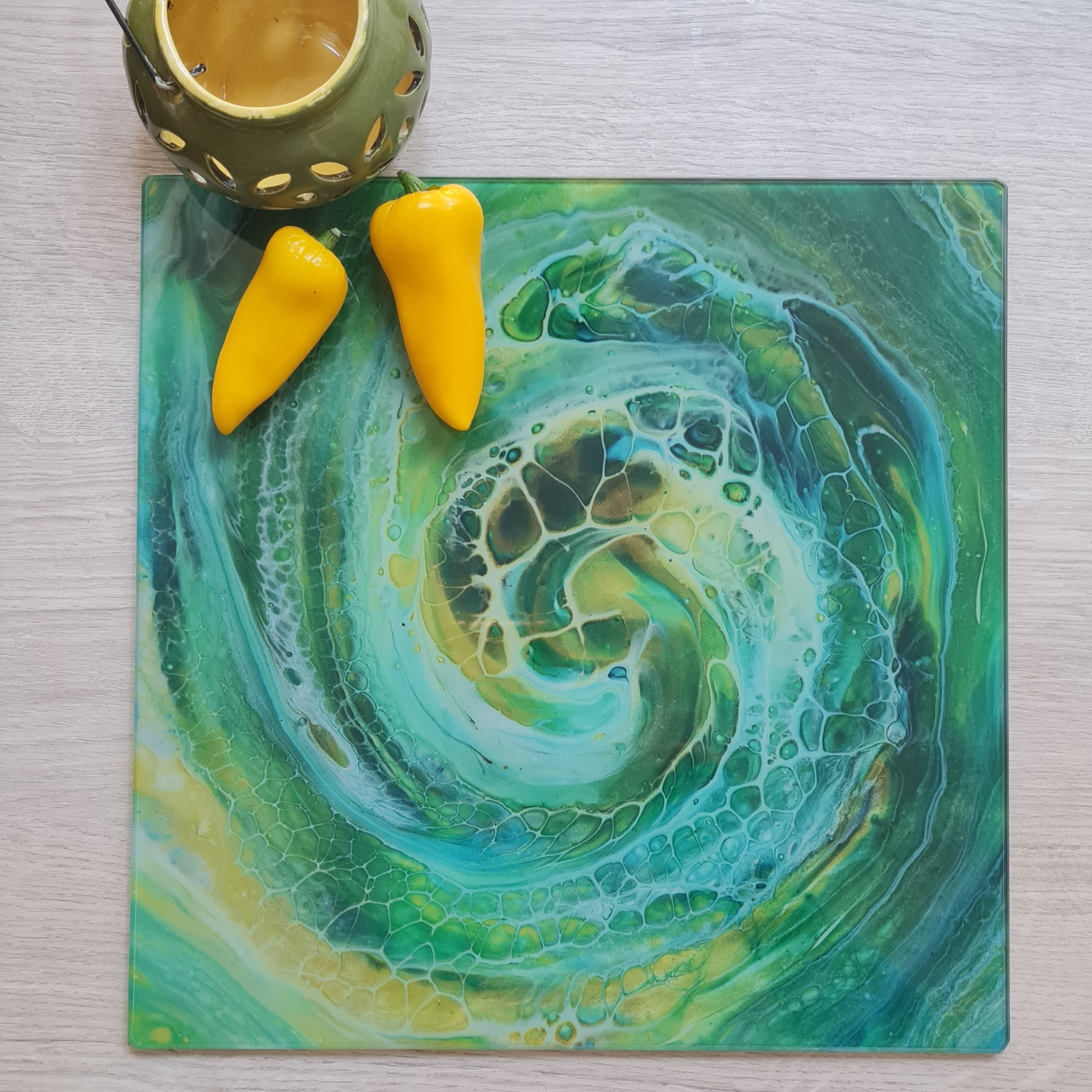 Woodland Whirl Glass Chopping Board – Square