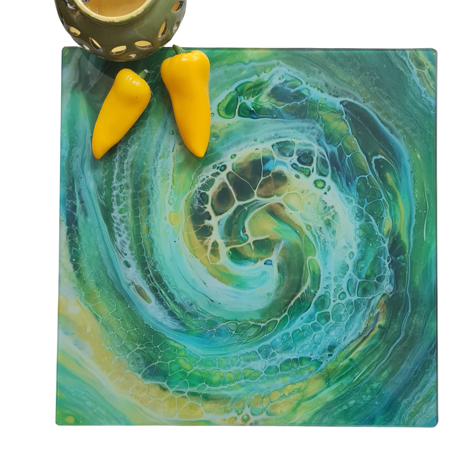 Woodland Whirl Glass Chopping Board – Square