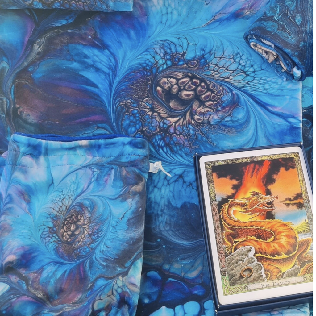 Ammonite Swirl Velvet Tarot Bag and Altar Set