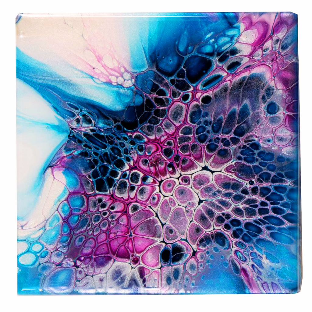 Hand Painted Dark Anenome Tile Coaster