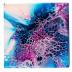 Hand Painted Dark Anenome Tile Coaster