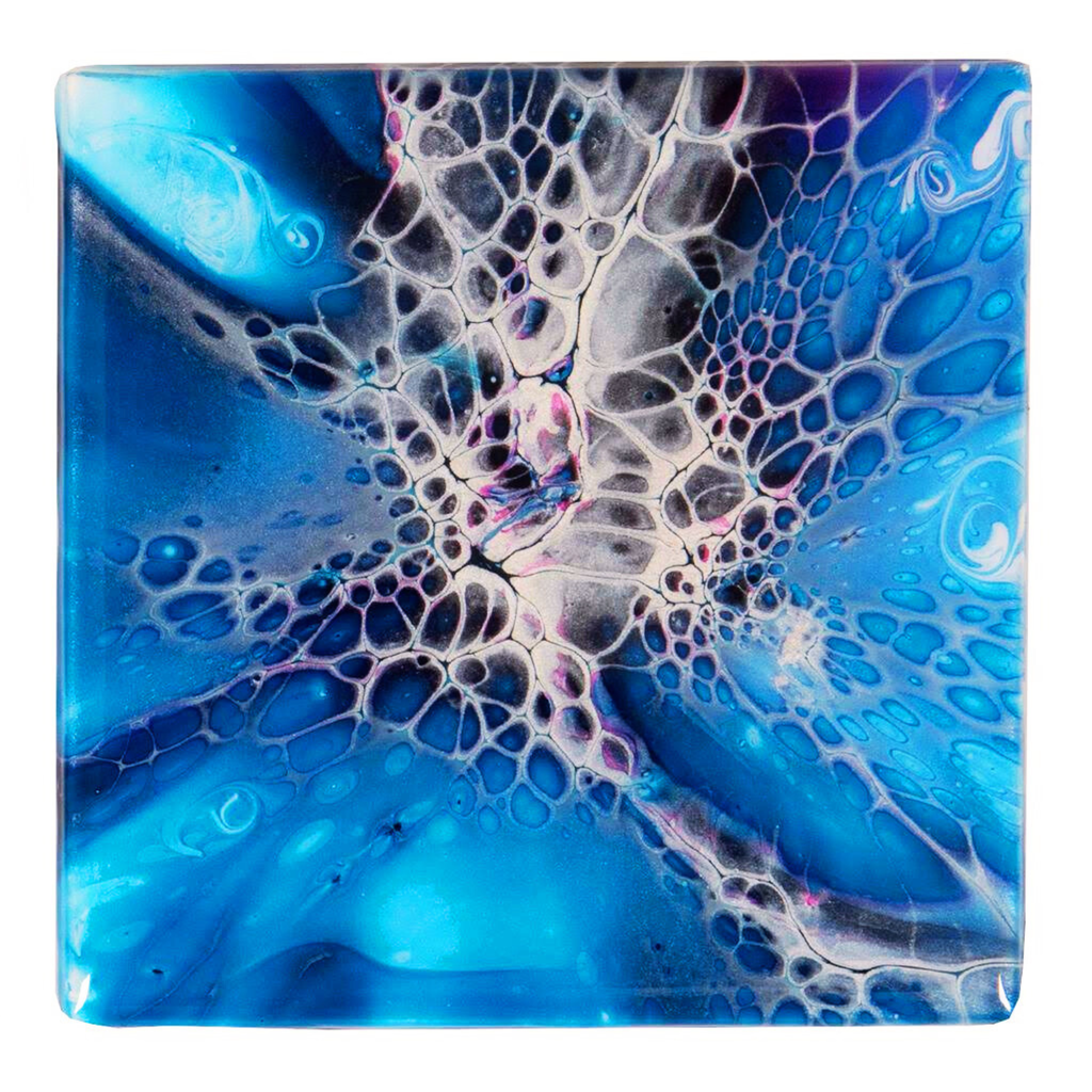 Hand Painted Dark Anenome Tile Coaster