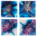 Hand Painted Dark Anenome Tile Coaster