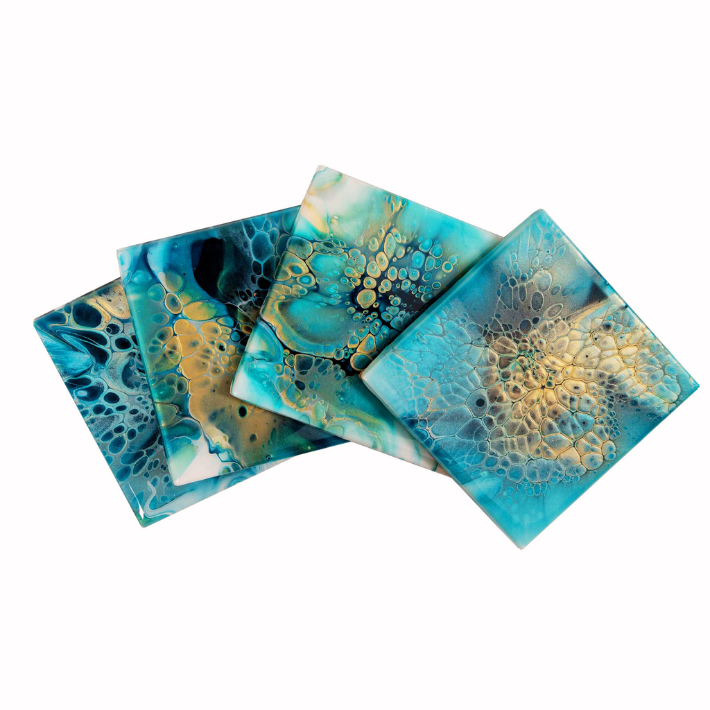 Hand Painted Deep Sea Anenome Tile Coaster