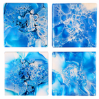 Hand Painted Ice Blue Tile Coaster