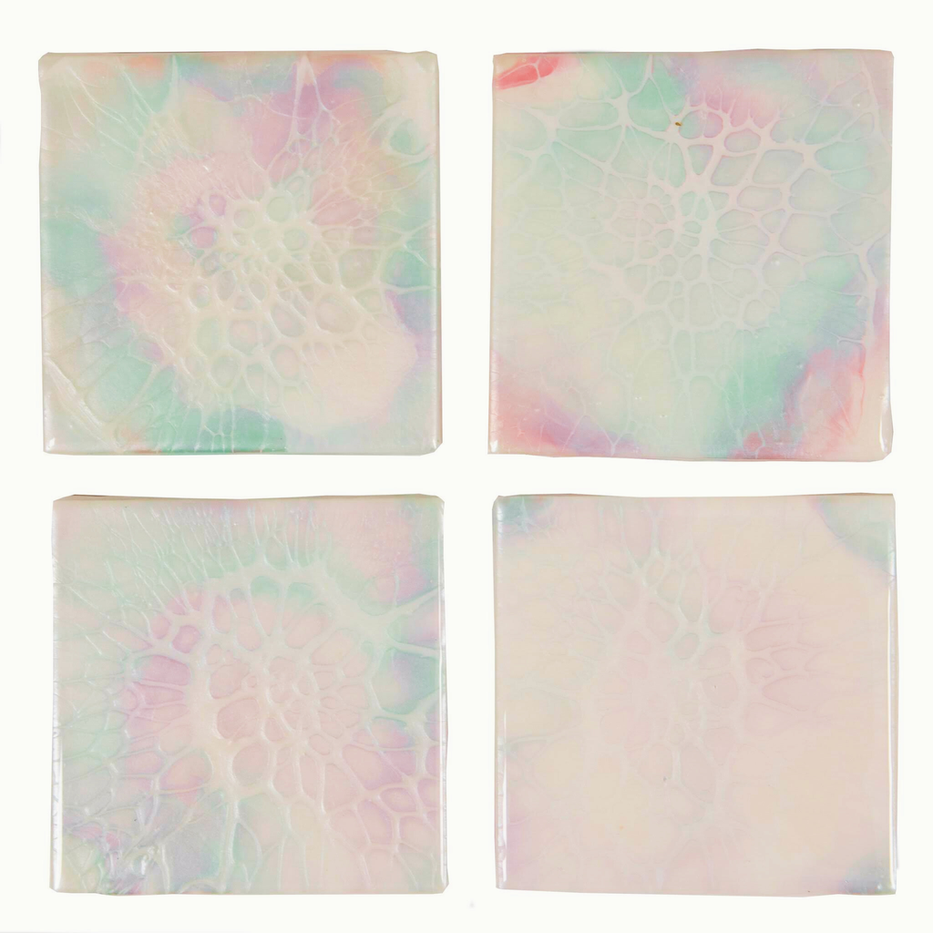 Hand Painted Pearlescent Tile Coaster