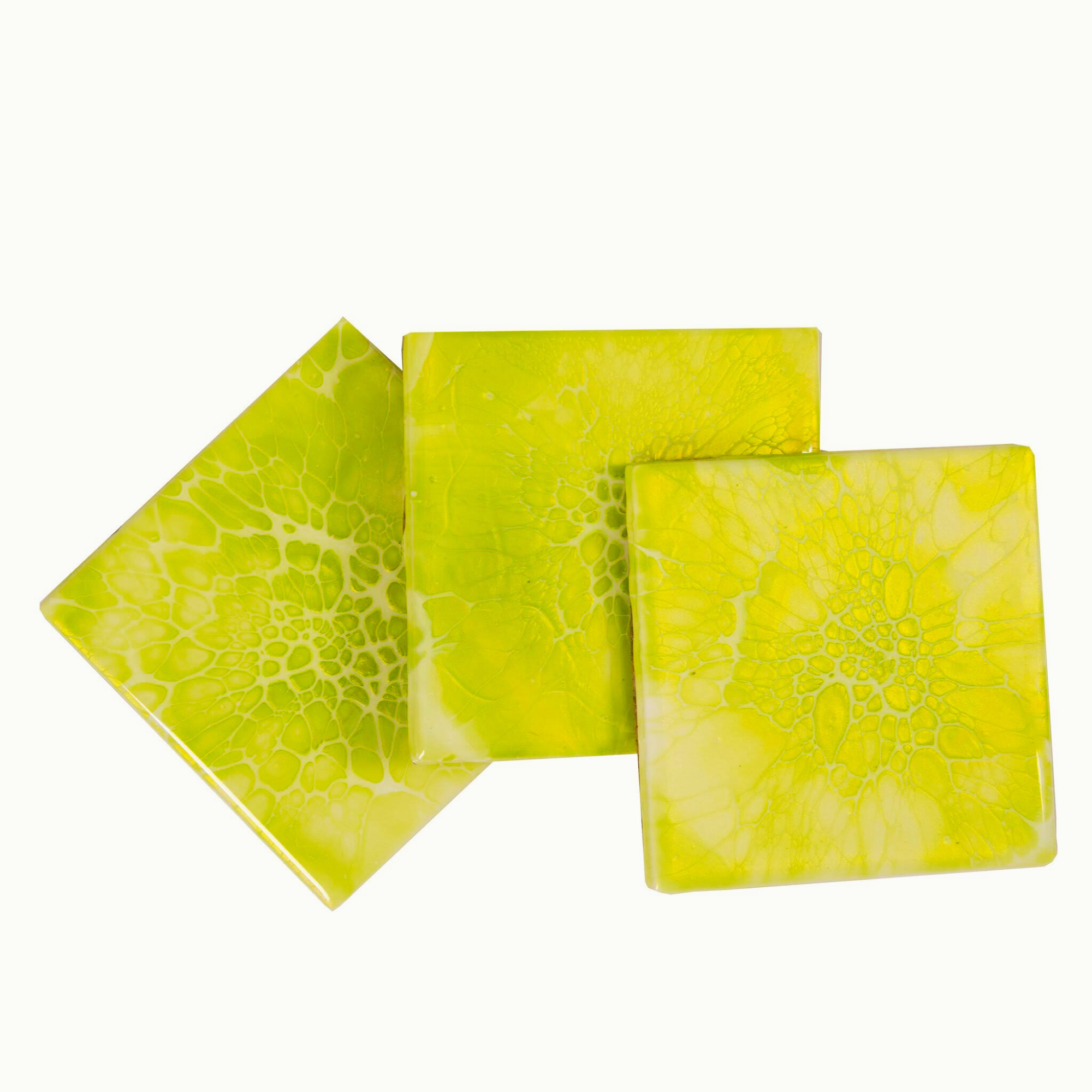 Hand Painted Zesty Lime Tile Coaster